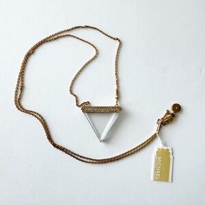 Michael Kors Gold Pavé Triangle Pendant Necklace